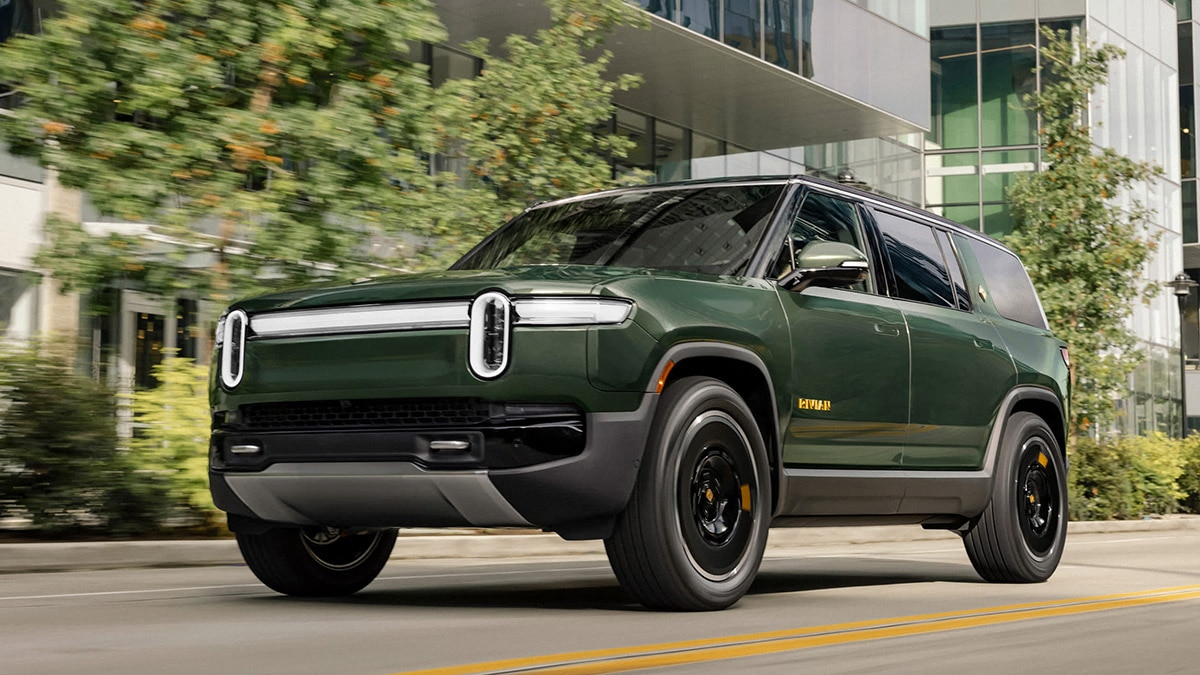 2025 Rivian R1S on the road.