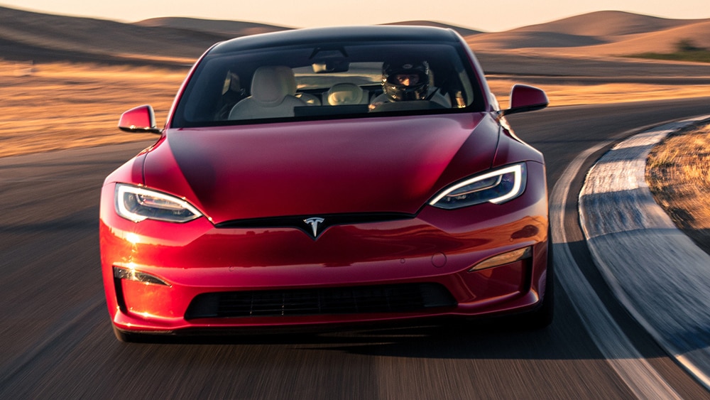 2021 Tesla S on the road.