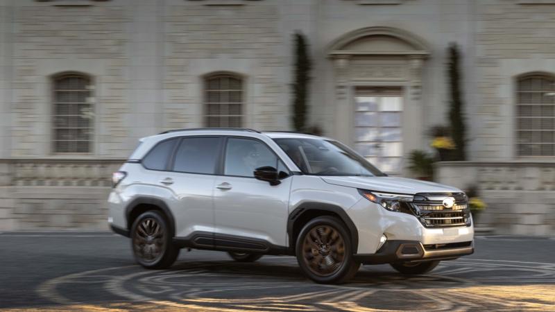 The 2025 Subaru Forester seen from a front quarter angle