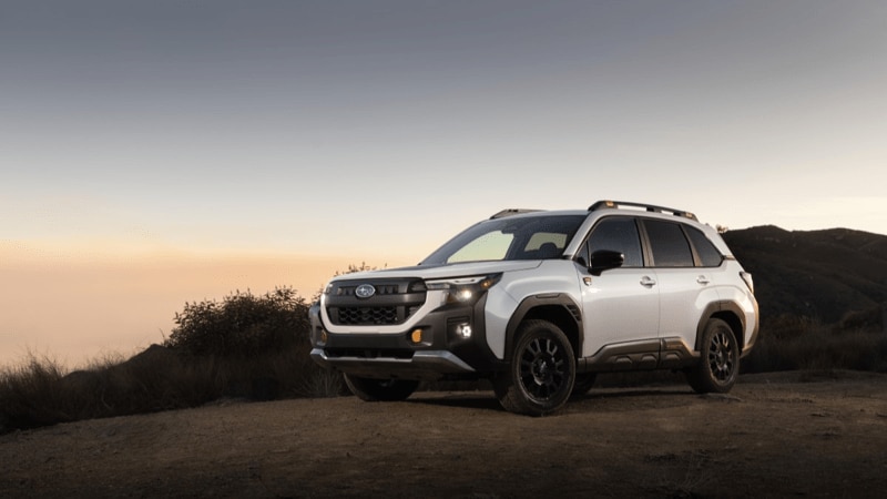 The 2026 Subaru Forester Wilderness seen from a front quarter angle