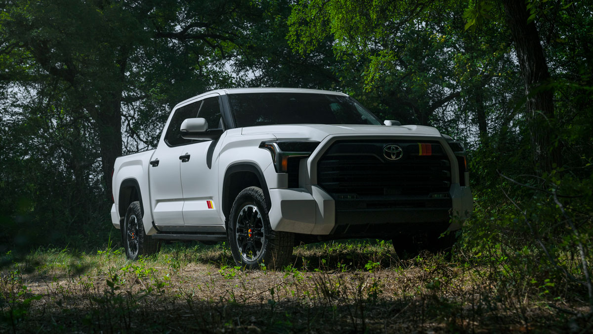 2025 Toyota Tundra parked in a forest.