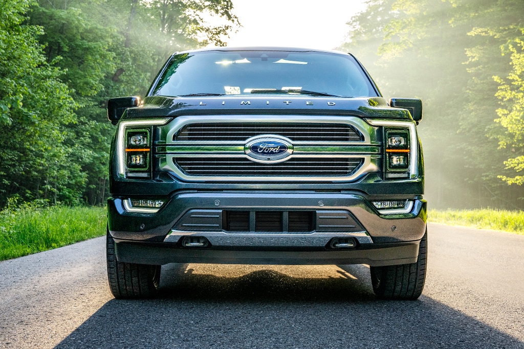 Parrilla delantera de la Ford F-150 2021 en negro