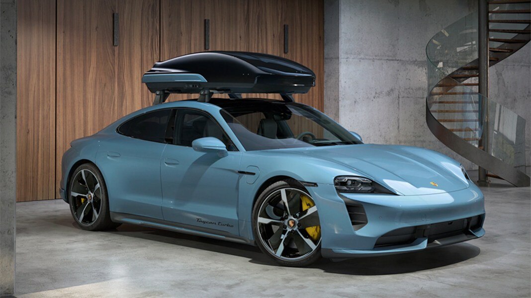 Porsche Certified the New Taycan EV's Roof Cargo Box for 124 MPH