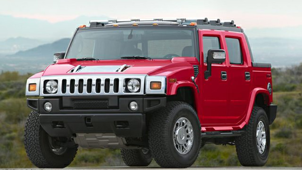 2008 Hummer H2 SUT Delantero Izquierdo en Rojo