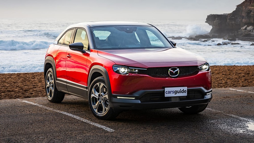 2022 Mazda MX-30 EV Premium Plus Front Right in Red