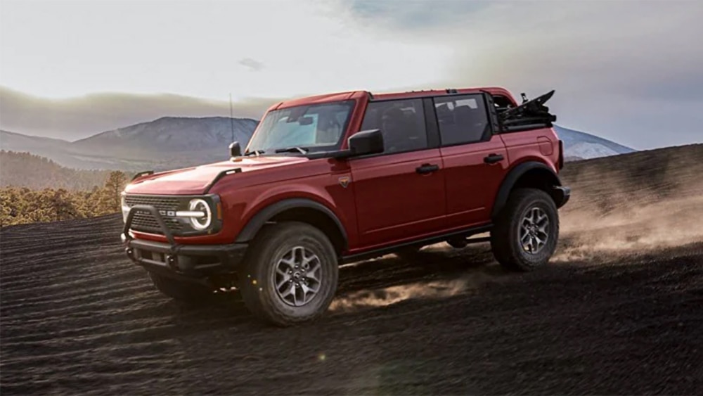 2022 Ford Bronco Wildtrak profile in red