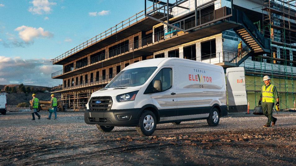 2022 Ford Transit Profile on construction site in white