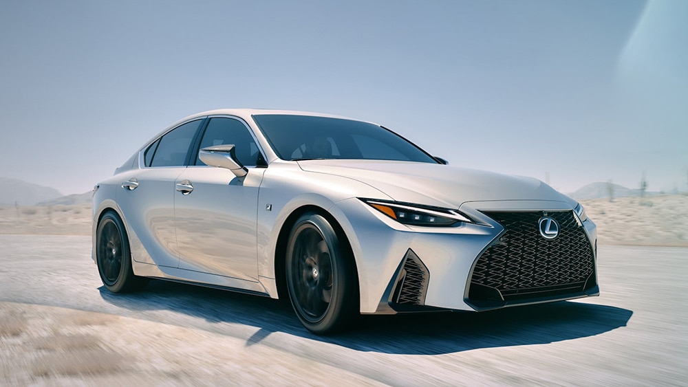 2022 Lexus IS 350 F-Sport Driving in Silver