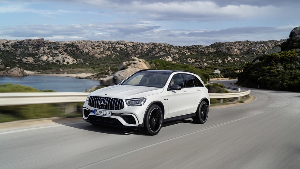 The 2022 Mercedes-AMG GLE 63 S Coupe driving in white