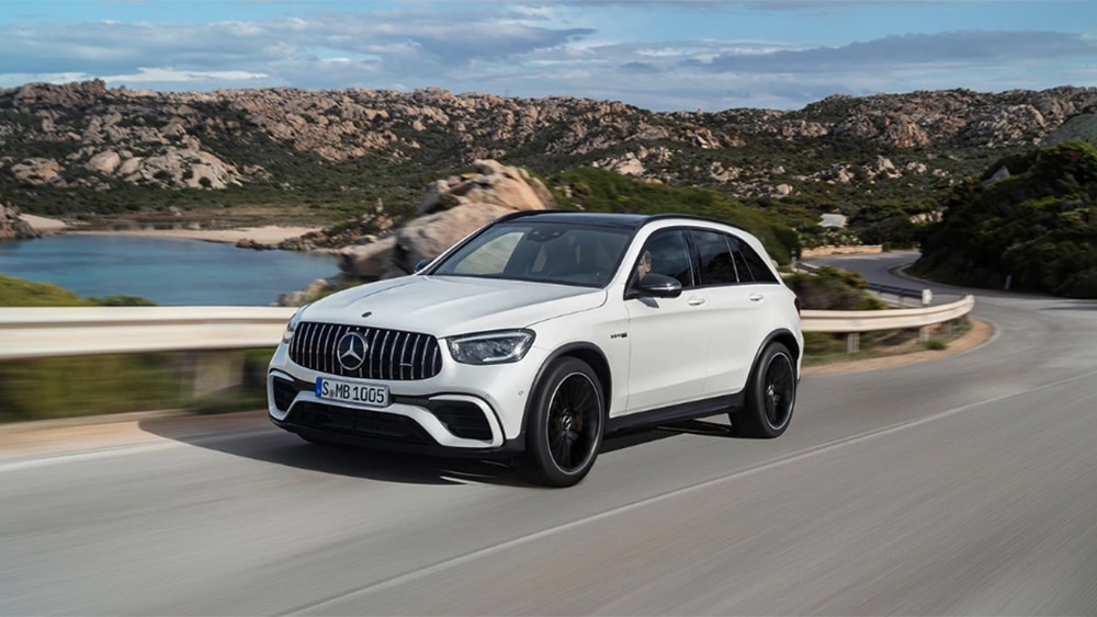 2022 Mercedes-Benz GLC 300 Driving in Diamond White Metallic