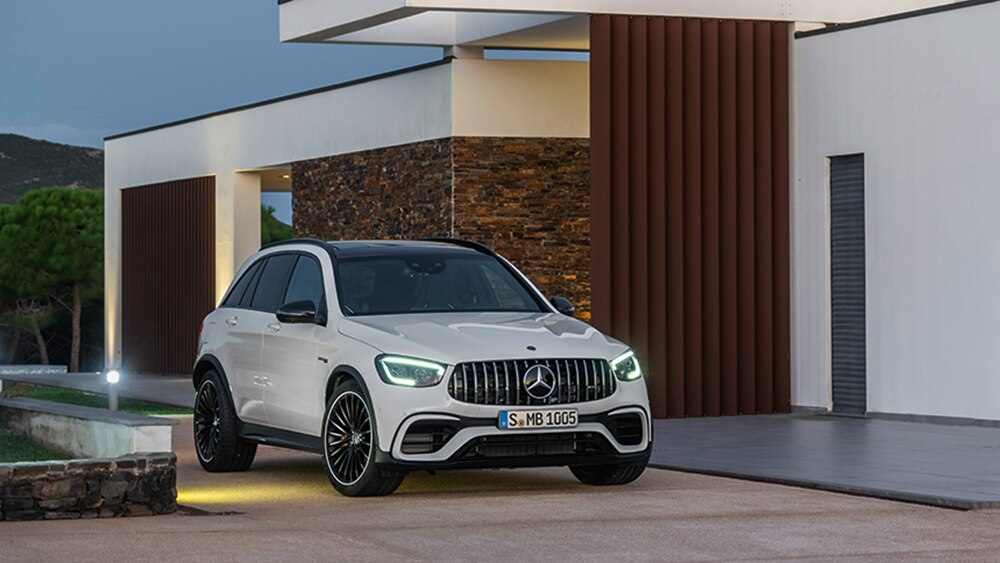2022 Mercedes-Benz GLC 63 AMG Coupe Front Right in Polar White