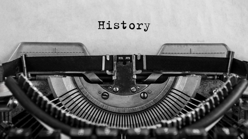 History typed on a vintage typewriter