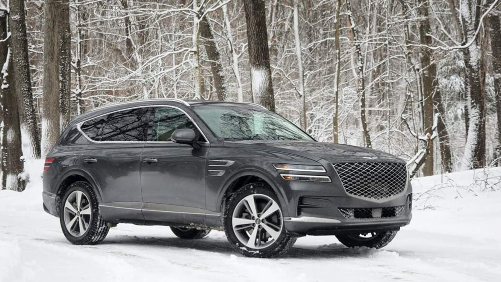 The 2022 Genesis GV80 2.5T RWD Prestige front right in silver