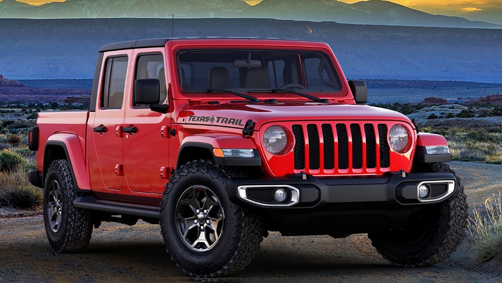 2022 Jeep Gladiator Texas Trail front right in red