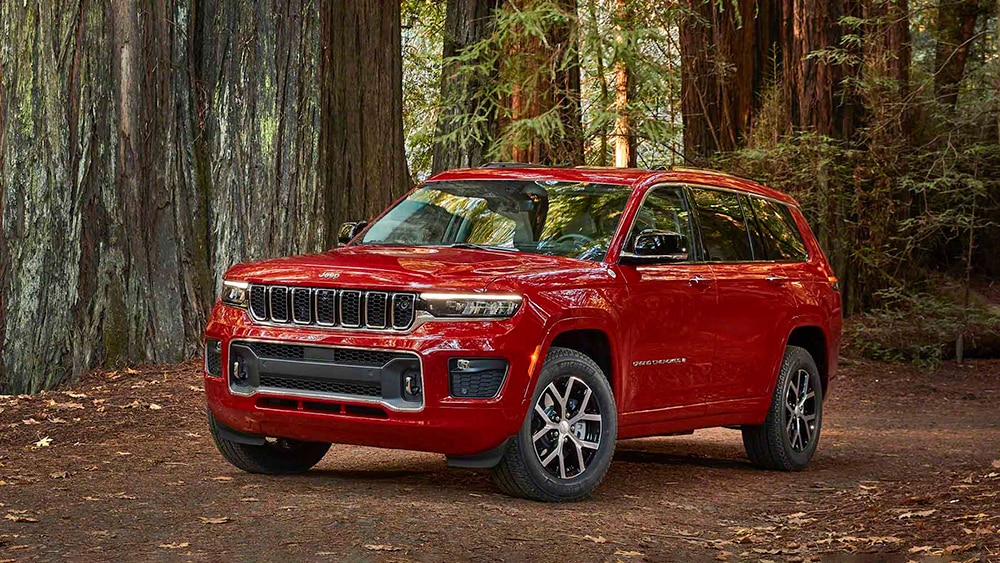 2022 Jeep Grand Cherokee L Overland front left in red