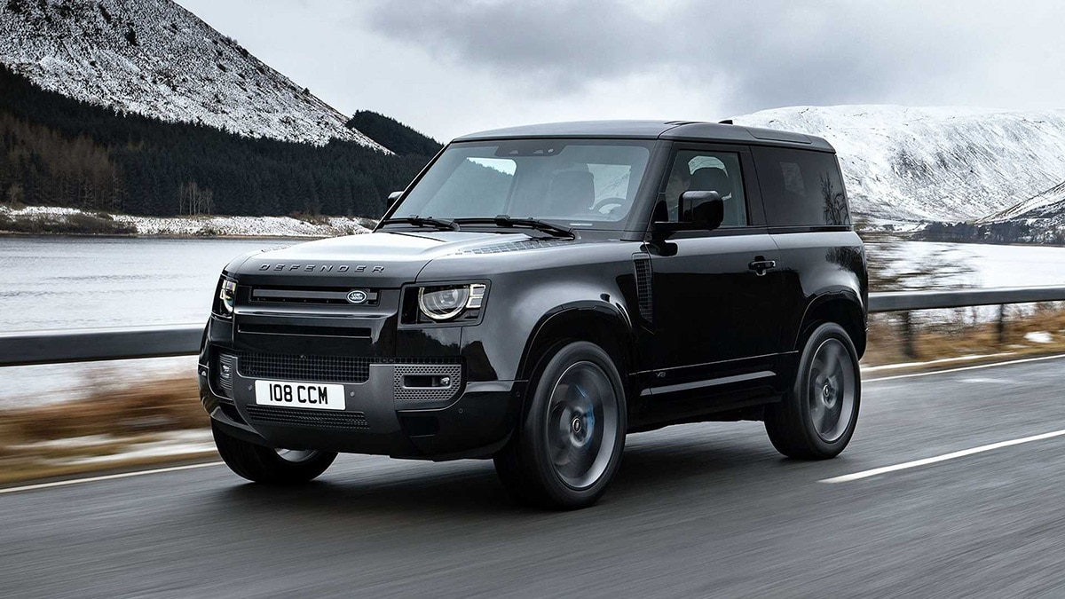 2023 Land Rover Defender Carpathian Edition front left in black