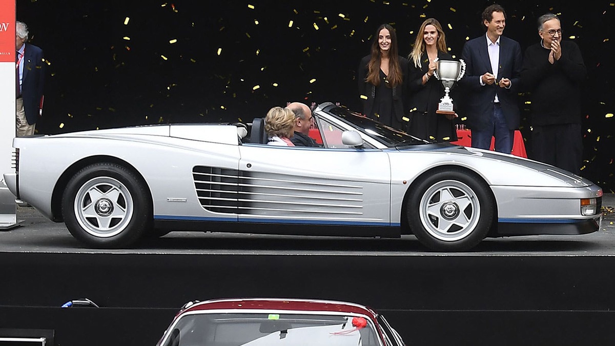 Ferrar Testarossa Convertible profile in silver