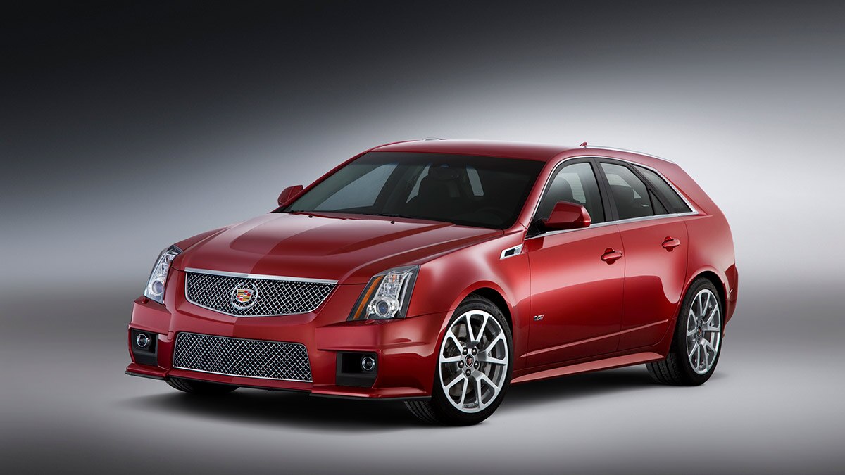 2011 Cadillac CTS-V Wagon in red.