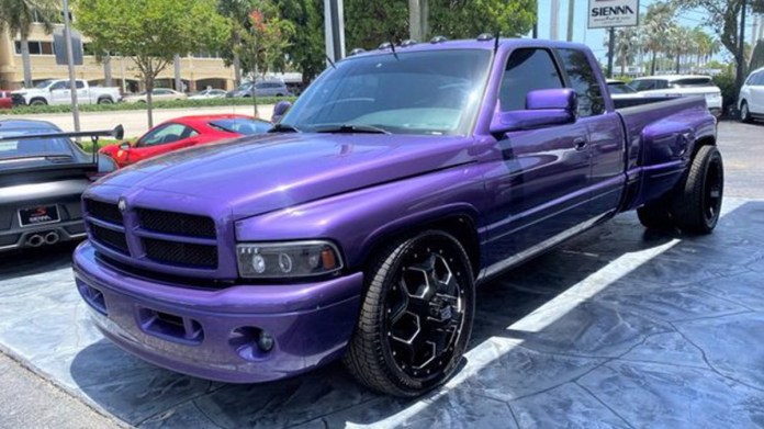 2002 Dodge Ram 3500 in purple.