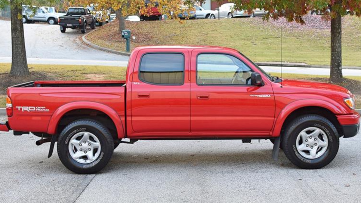 2002 Toyota Tacoma PreRunner profile in red