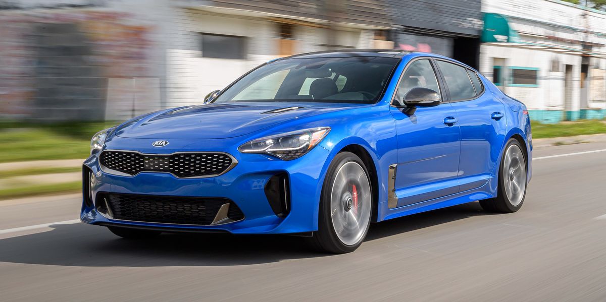 2018 Kia Stinger front left in blue