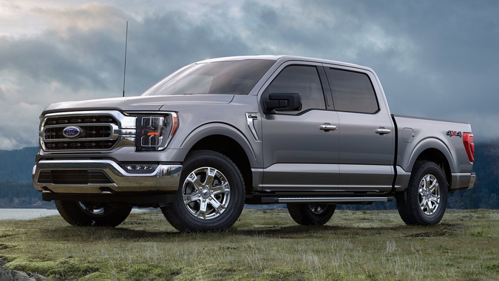 2021 Ford F-150 platinum in silver.