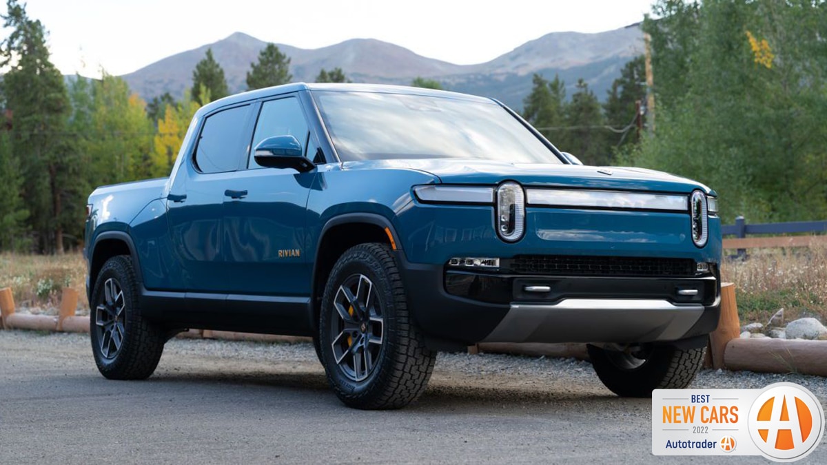 2022 Rivian R1T front right in blue