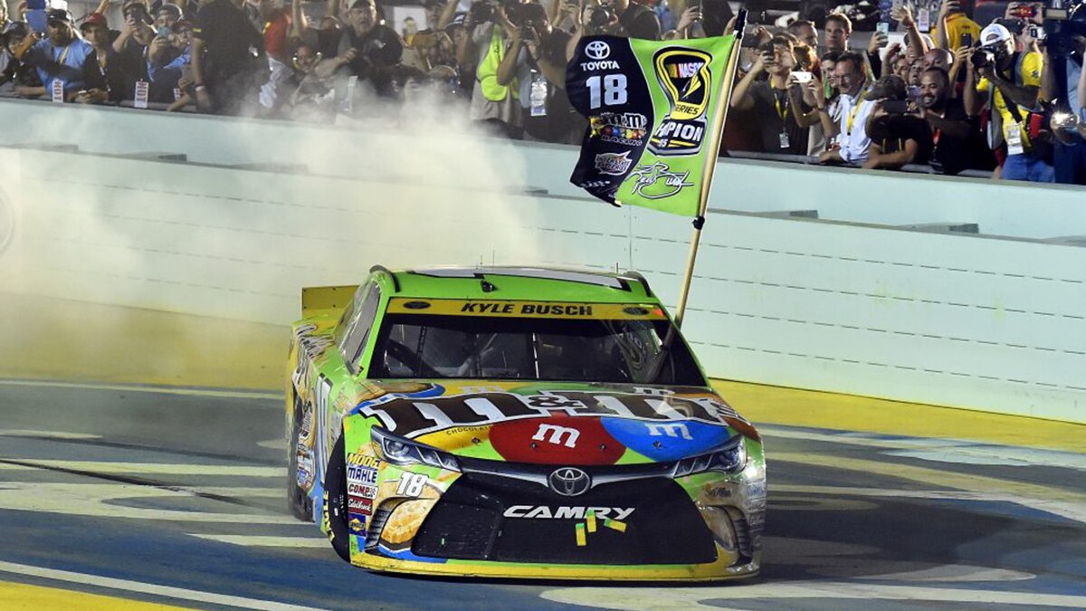 Toyota winning the 2015 Sprint Cup championship with Camry driver Kyle Busch.