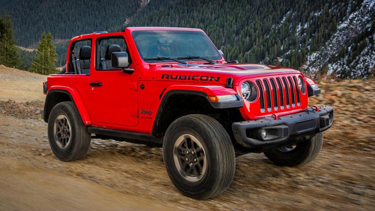 2019 Jeep Wrangler Rubicon front right in red