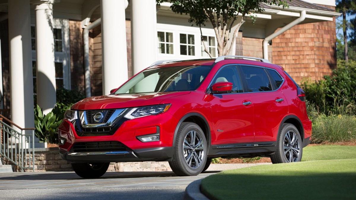 2019 Nissan Rogue SV Hybrid front left in red