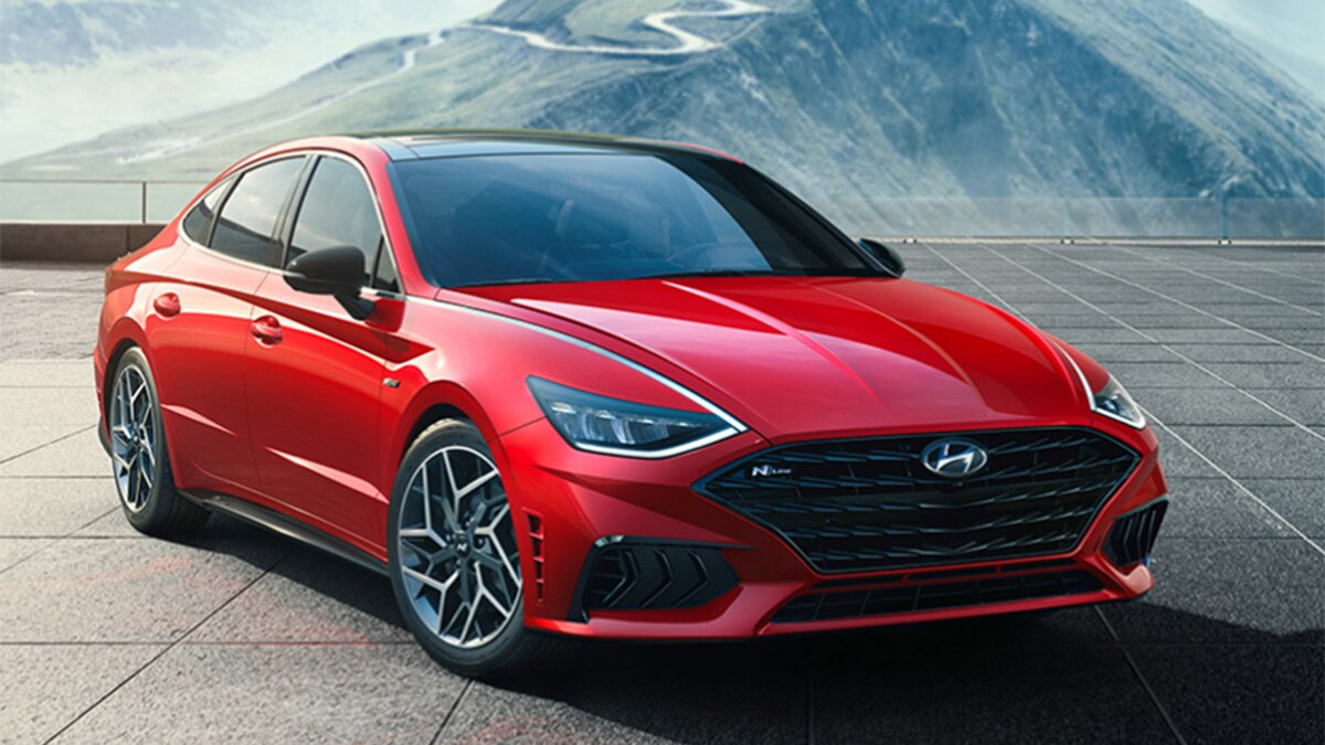 2021 Hyundai Sonata N Line front right in red