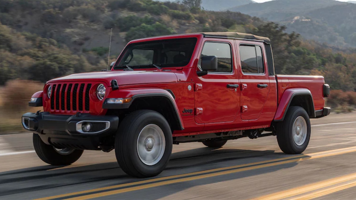 2021 Jeep Gladiator Sport front left in red