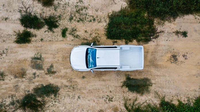 360-degree Aerial view of off-road truck 