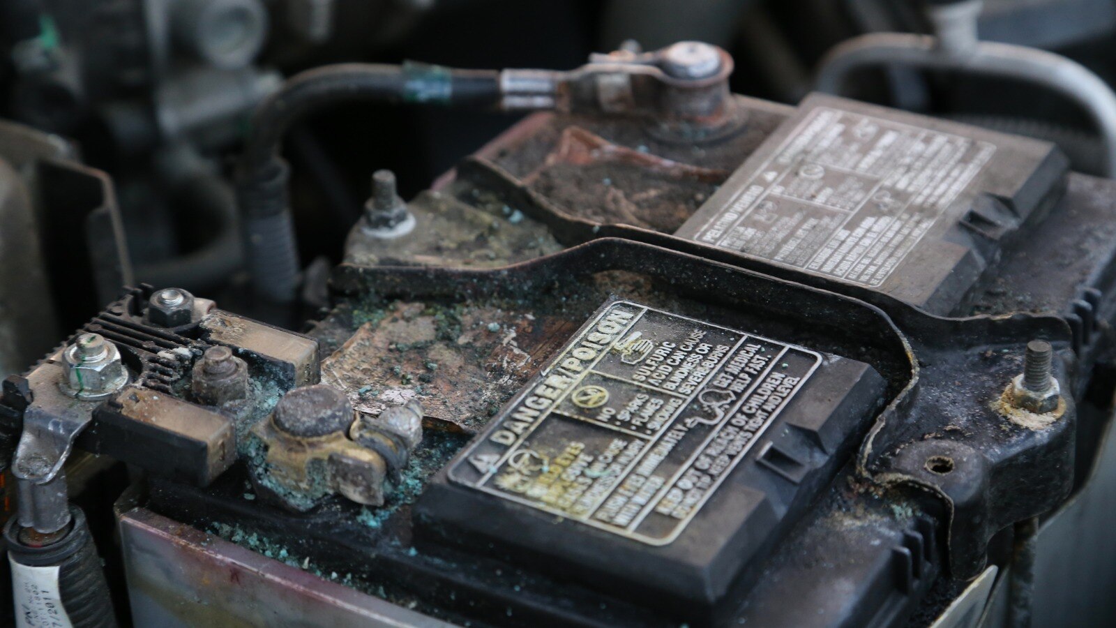 car battery with corrosion