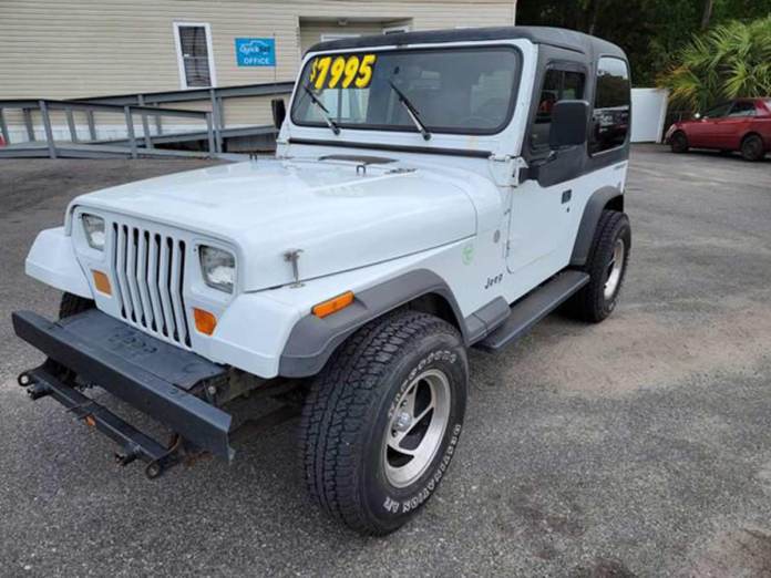 1993 Jeep Wrangler in white.