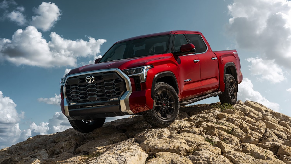 2022 Toyota Tundra front left in red