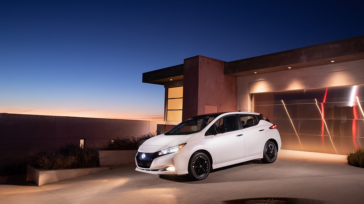 2023 NIssan Leaf SV Plus parked in white