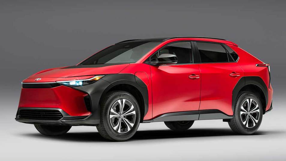 2023 Toyota bZ4X XLE in Supersonic Red.