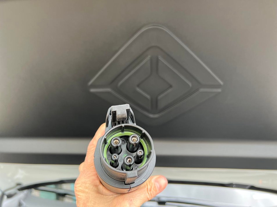 The power cord for a Rivian electric truck.