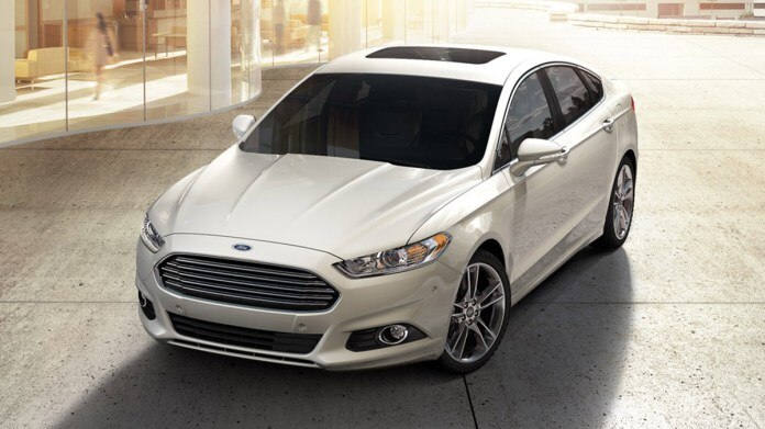 2016 Ford Fusion in white.