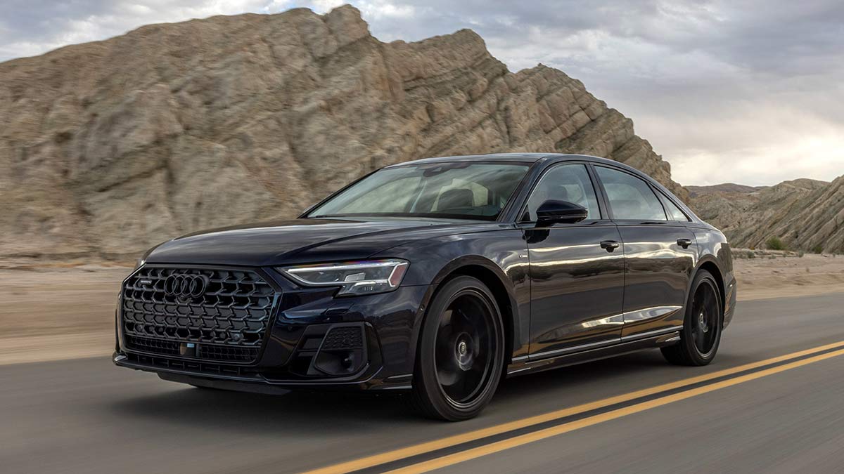 2023 Audi A8 L in Firmament Blue.