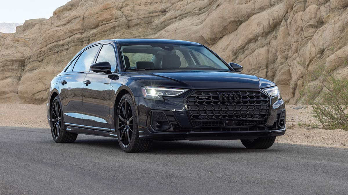 2023 Audi A8 L in Firmament Blue.