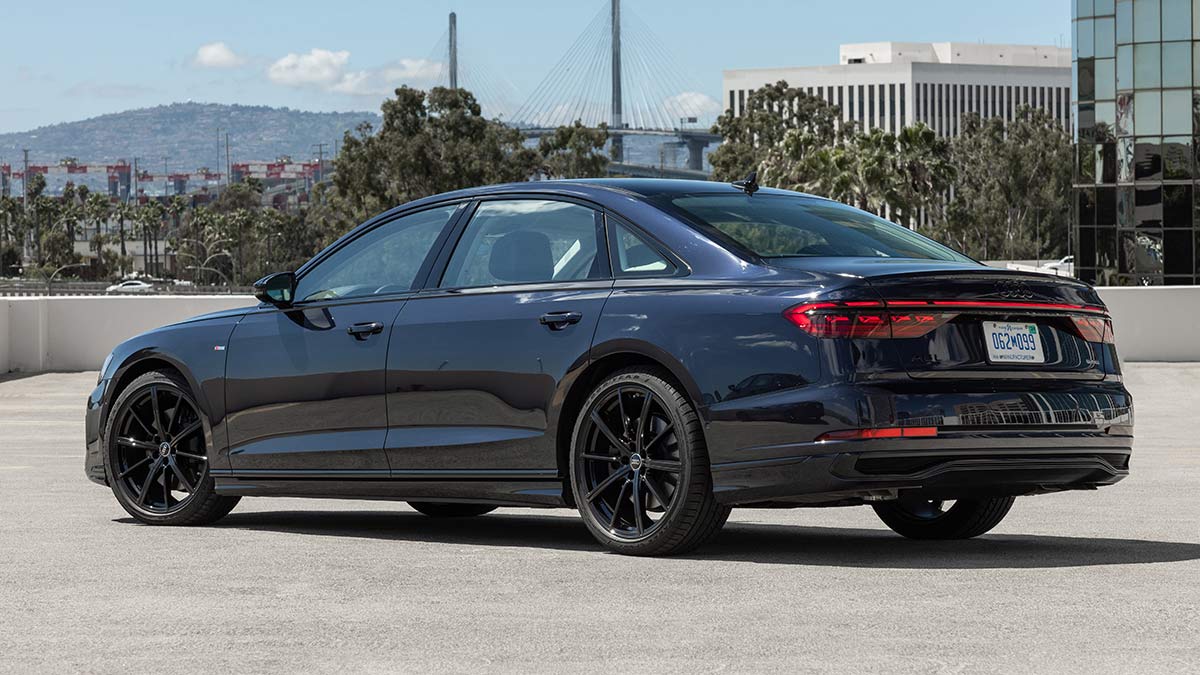 2023 Audi A8 L in Firmament Blue.