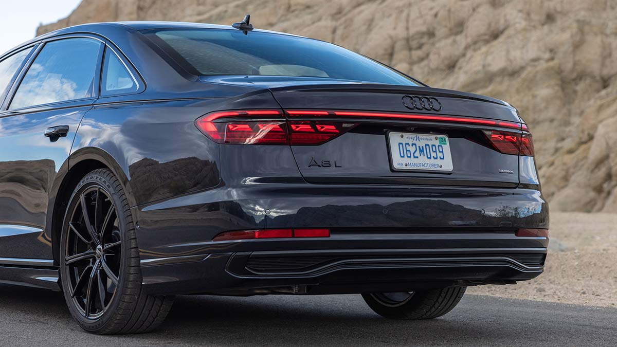 2023 Audi A8 L in Firmament Blue.