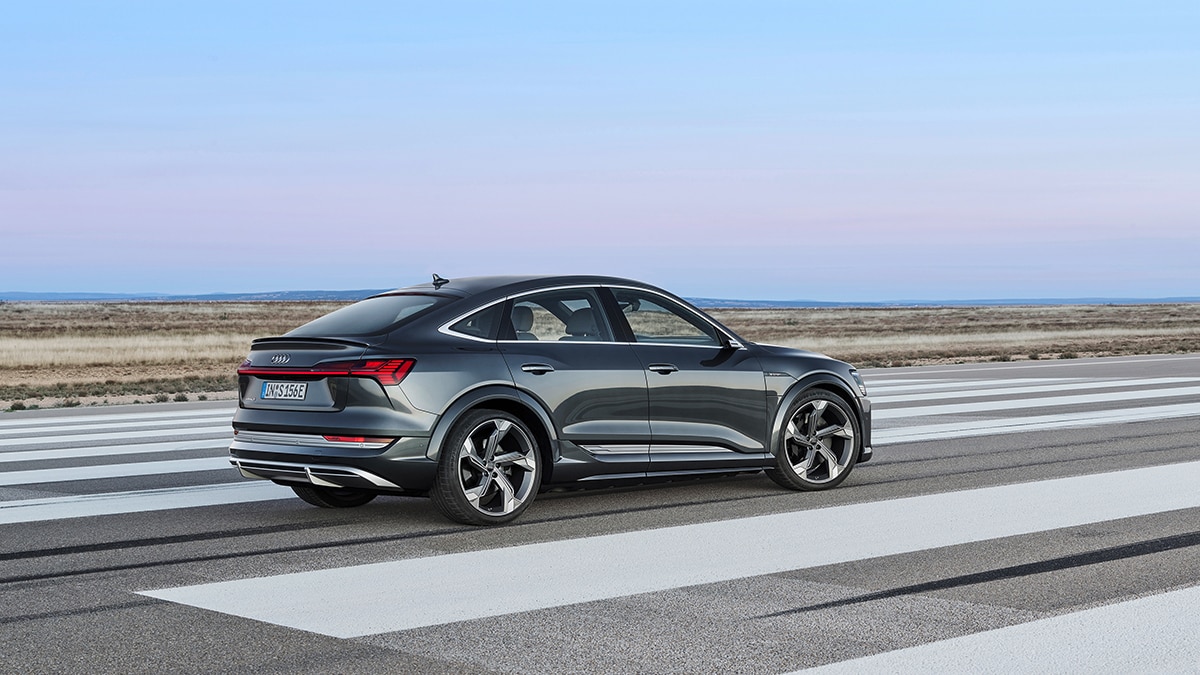 2023 Audi e-tron S Sportback rear right in black