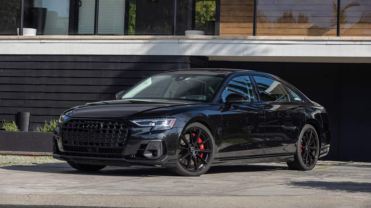 2023 Audi S8 in Vesuvius Gray.