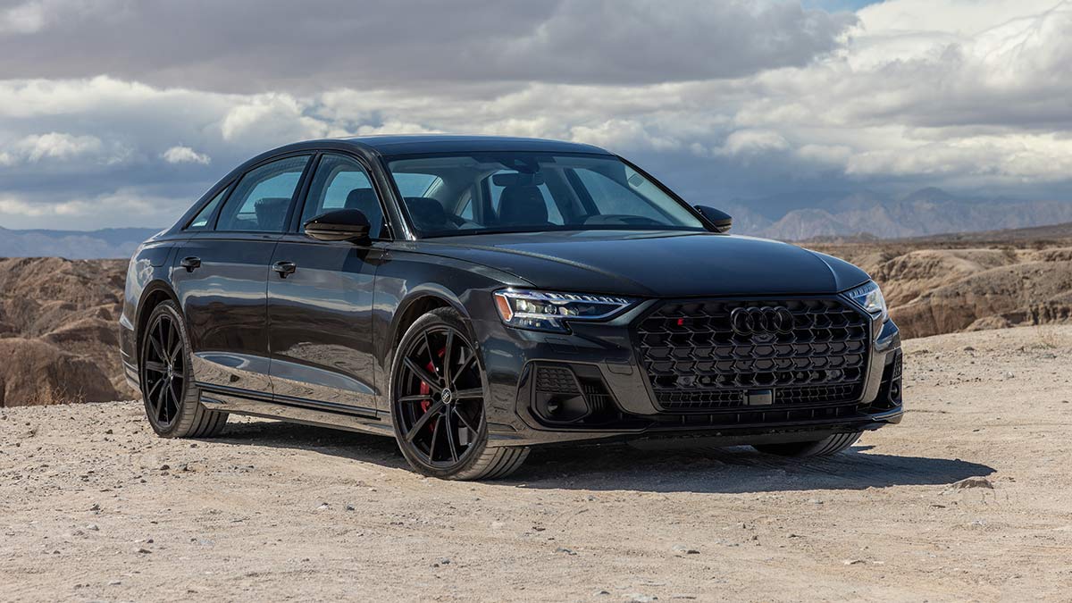 2023 Audi S8 in Vesuvius Gray.
