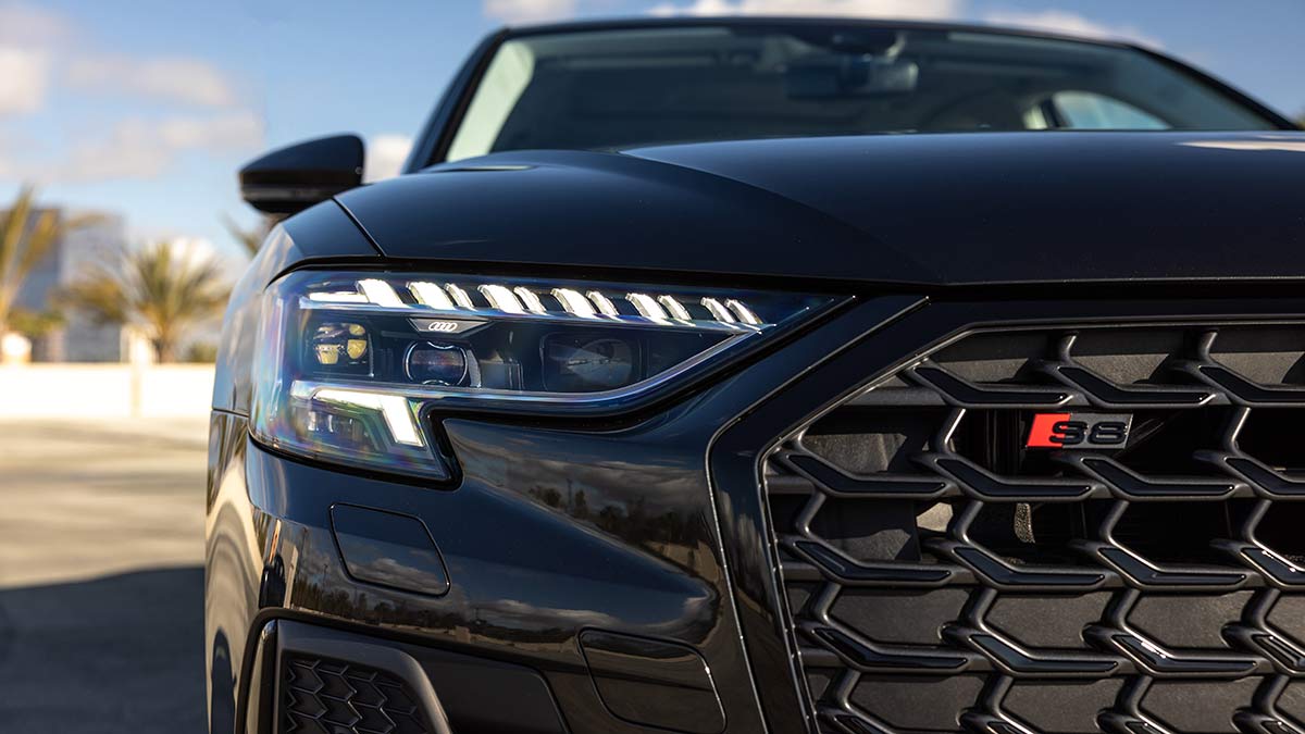 2023 Audi S8 in Vesuvius Gray.