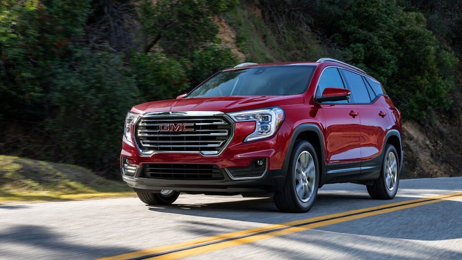 2023 GMC Terrain SLT front left in red
