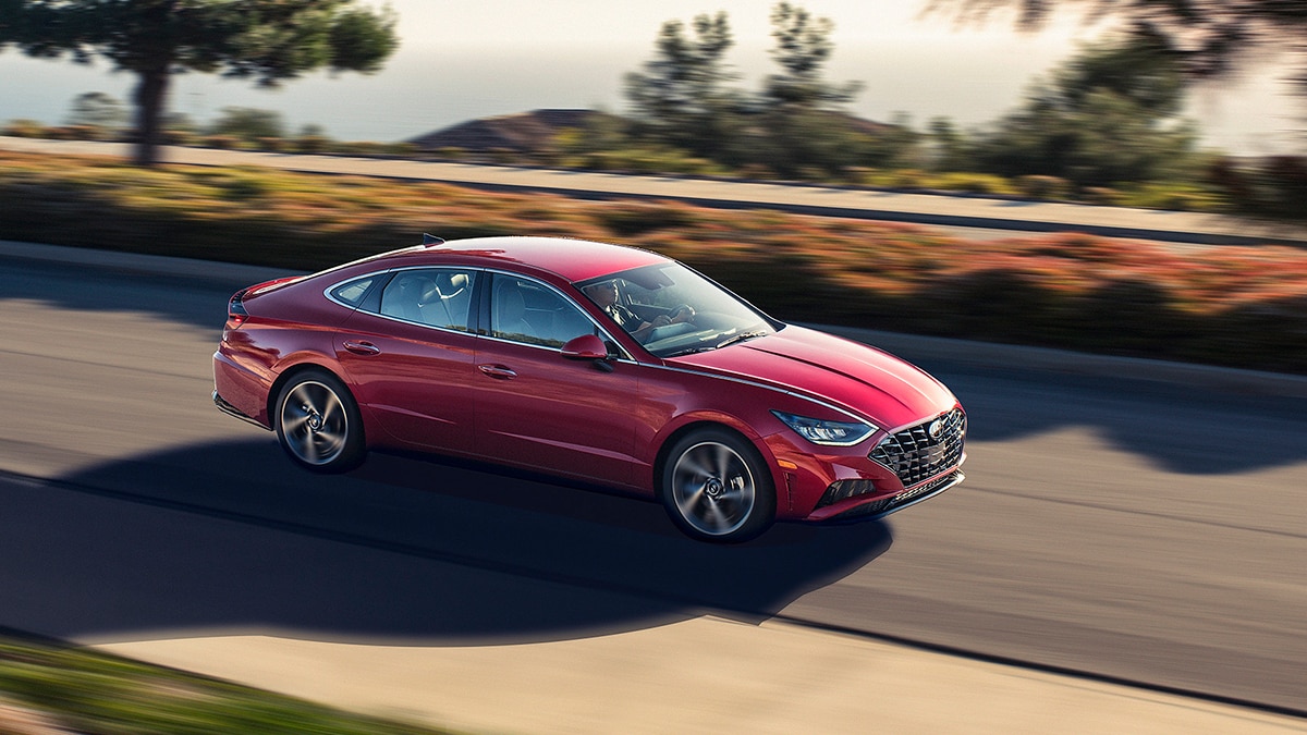 2023 Hyundai Sonata front right in red